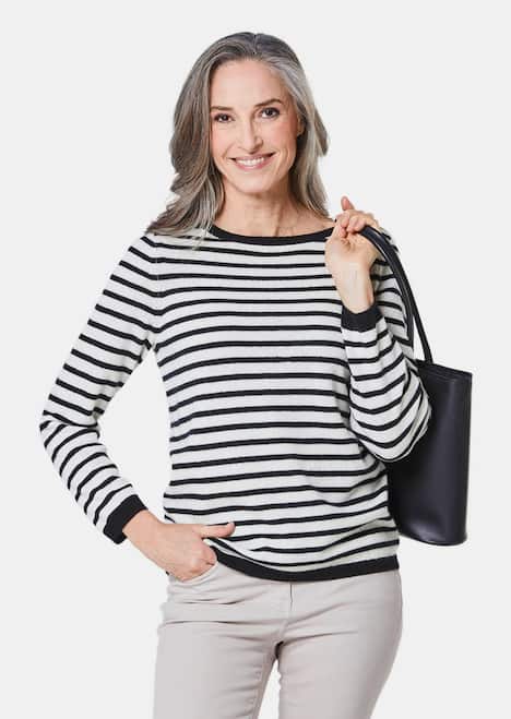 Kaschmirpullover mit U-Boot Ausschnitt