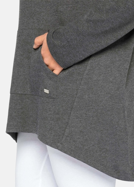 Longshirt Langarm Uni Mit Kapuze