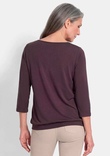 Chiffon-Shirt mit 3/4-Arm, Rundhals