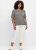 Rundhalsshirt Kurzarmshirt mit Minimal-Alloverdruck und Gummizugbund Kurzarm Sonstiges Muster Ohne Kragen