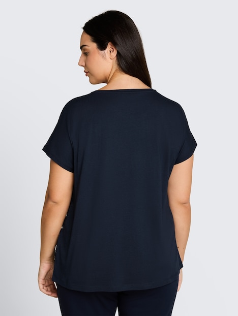 T-Shirt im Material-Mix