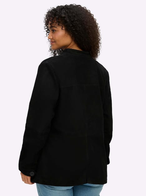 Leder-Jacke Langarm Stegkragen