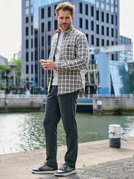 engbers Herren Overshirt kariert , Braunbeige