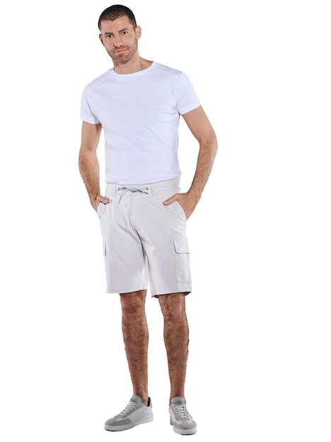 Herren Cargo-Bermuda regular , Kieselgrau