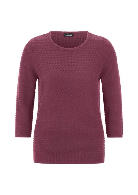 Halbarm Baumwollpullover mit Struktur