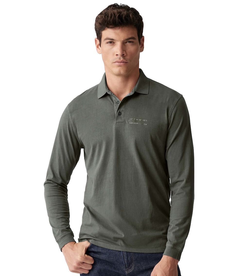 Polo-Shirt Langarm uni