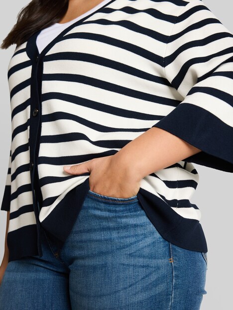 Loose Fit Cardigan mit Streifenmuster