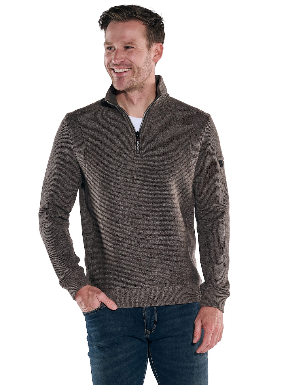 engbers Herren Sweatshirt mit Stehbund , Dunkelbraun