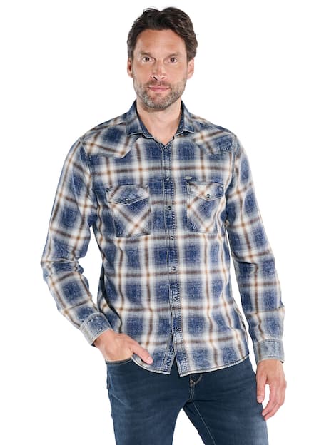 engbers Herren Langarm-Hemd kariert , Braun