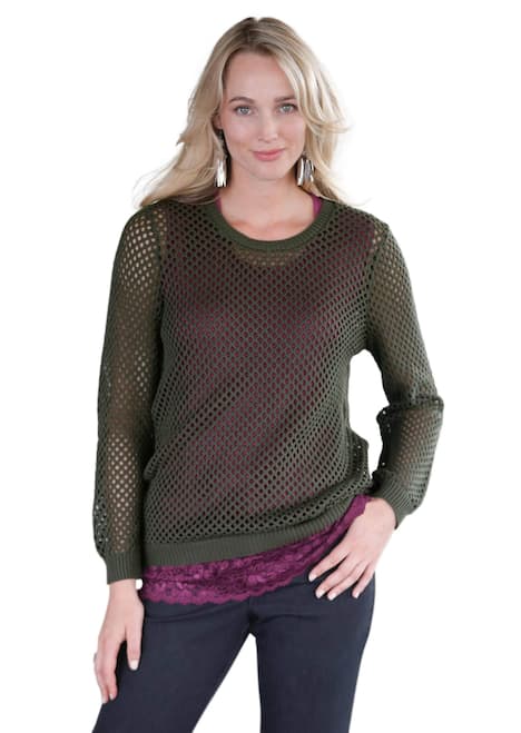 Pullover Sommerlicher Strickpullover mit Ajourmuster