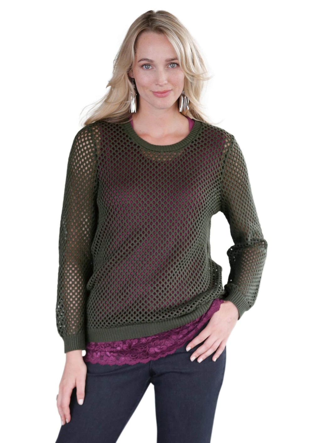 Pullover Sommerlicher Strickpullover mit Ajourmuster