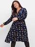 Druckkleid Langarm Sonstiges Muster Ohne Kragen