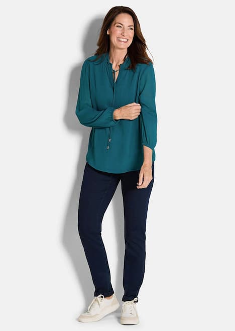 GOLDNER Blouse Chiffon blouse met vrouwelijke halslijn