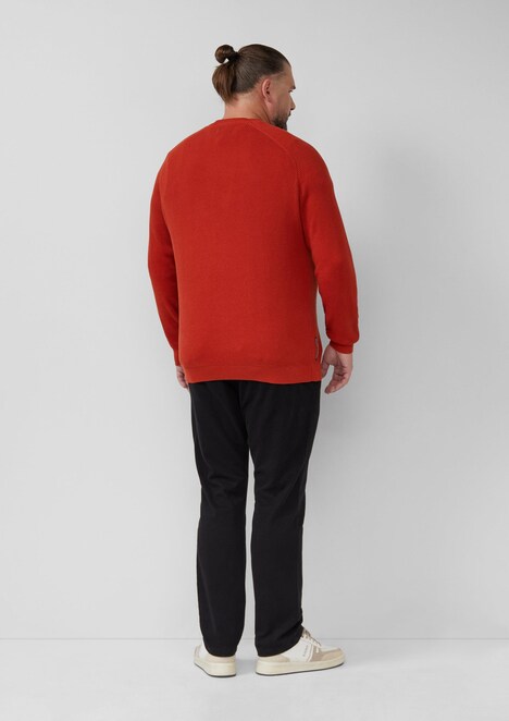 Baumwoll-Pullover mit aufgesetzter Brusttasche