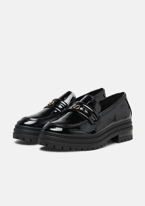 Loafer in Leder-Optik mit Lack-Finish