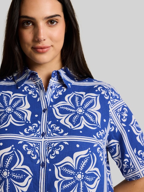 Loose Fit Bluse mit Leinenanteil