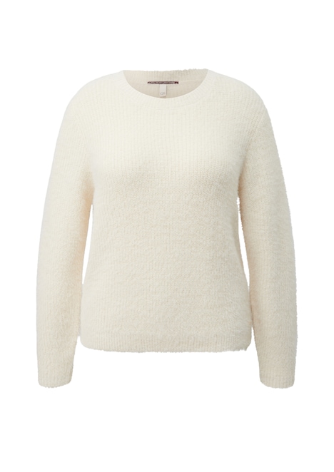 Flauschiger Pullover mit Rundhalsausschnitt