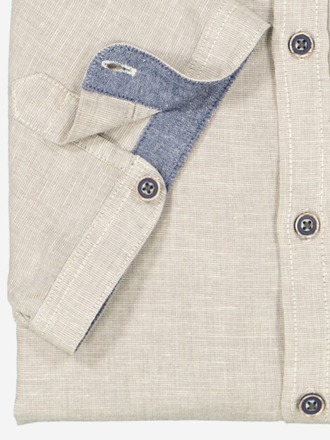 Herren Kurzarm-Hemd mit Leinenanteil , Beige