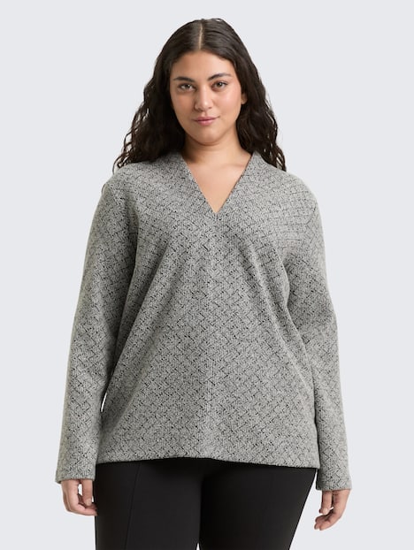 Tom Tailor Women PLUS Strick & Sweatshirts Plus Size - Sweatshirt mit V-Ausschnitt