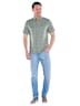 Herren Kurzarm Hemd mit geometrischem Muster , Oliv