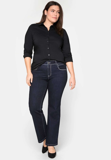 Hemdbluse Langarm Uni Hemdkragen