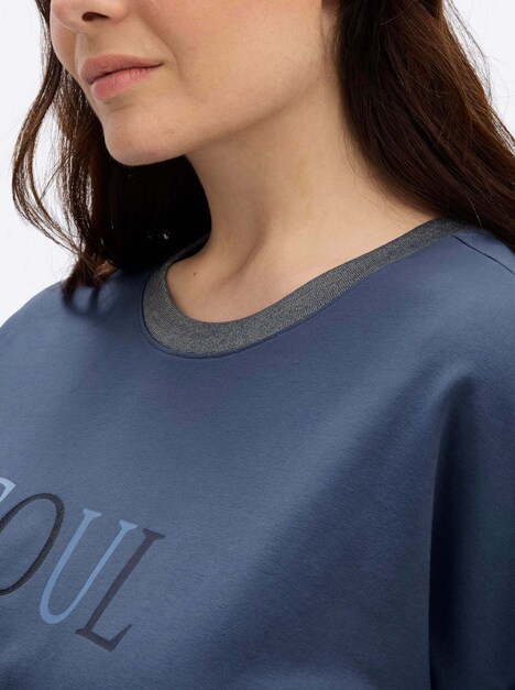 Sweatshirt Sweatshirt mit Glitzer-Details Langarm Ohne Kragen