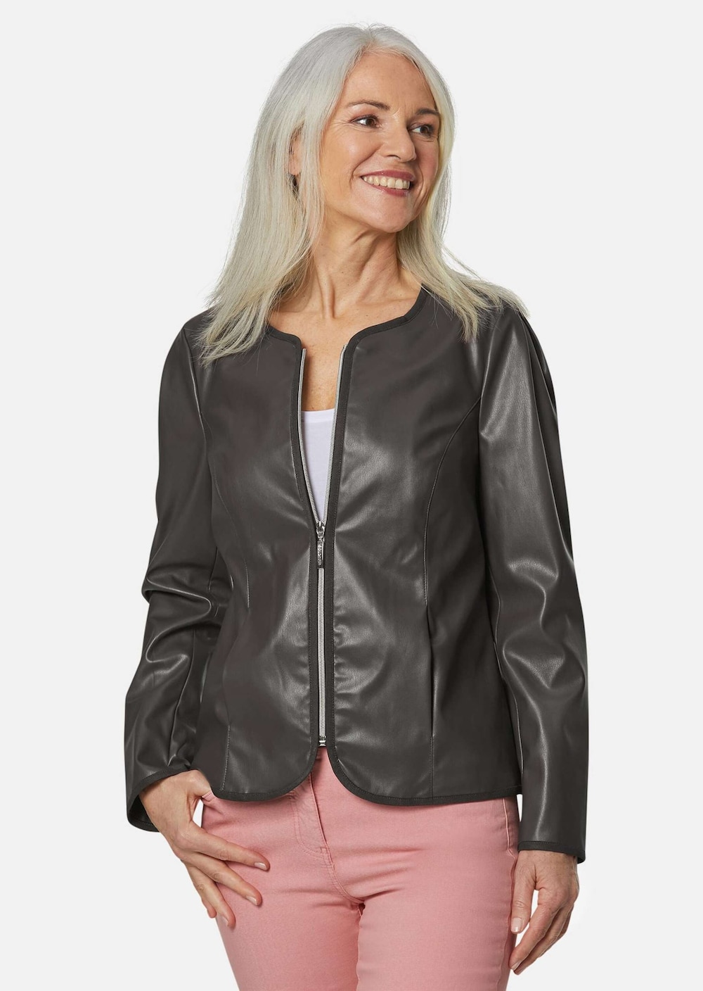 Ausdrucksstarke Lederimitatjacke mit supersoftem Griff