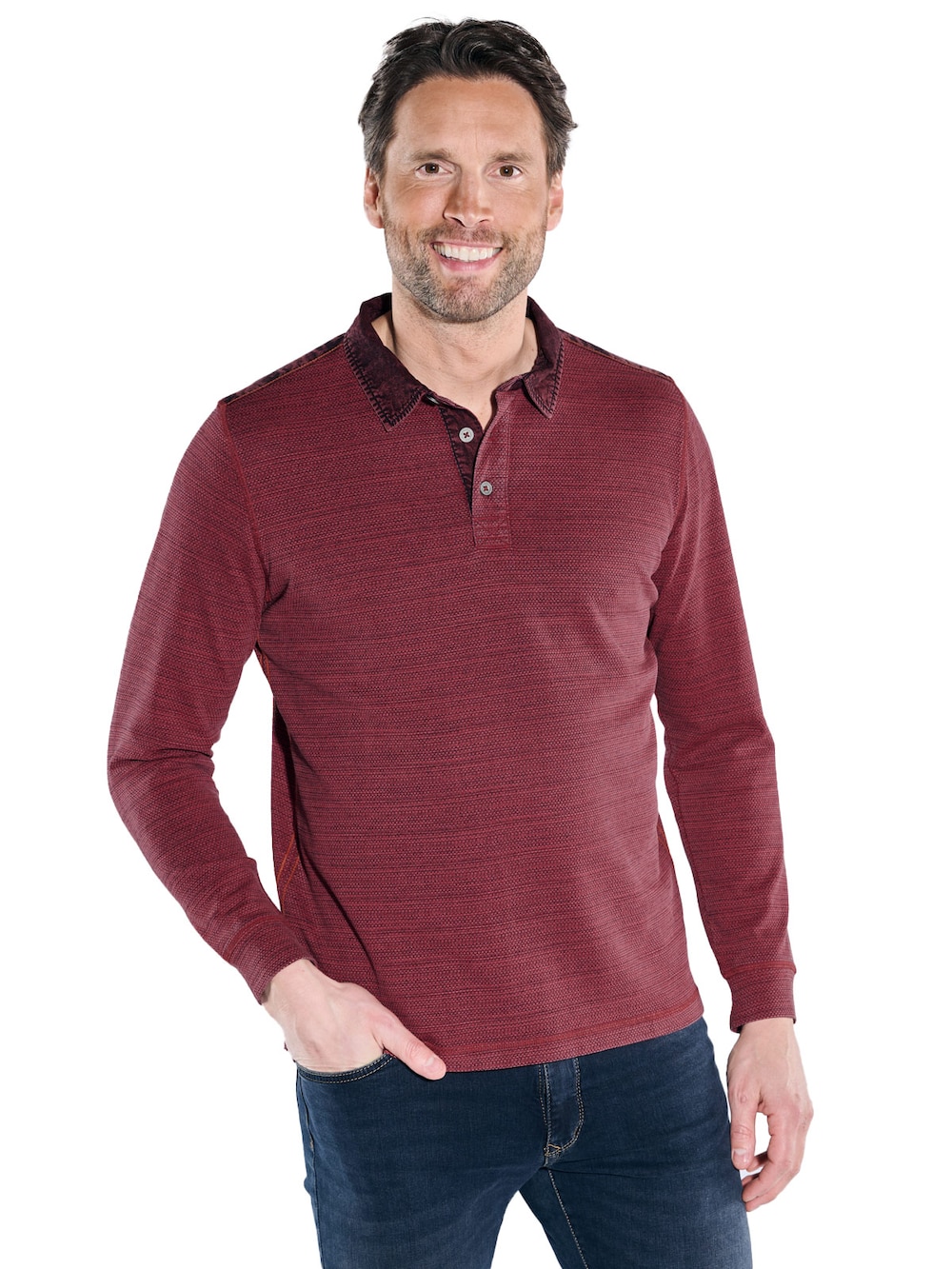 Langarm-Shirt mit Polo-Kragen