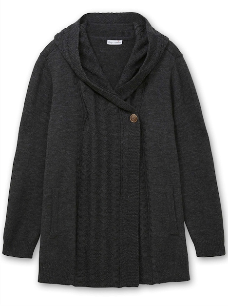 Cardigan Langarm Uni Mit Kapuze