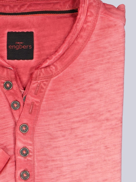 Herren Henley-Shirt uni , Hellrot