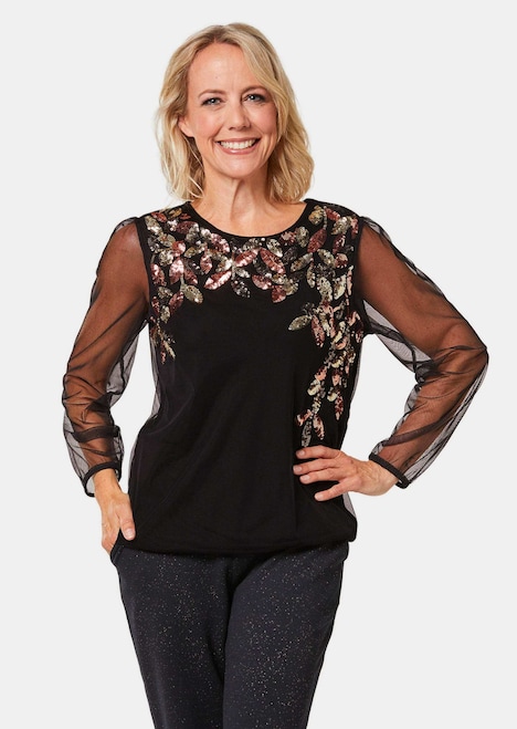 Shirt mit aufwendiger Paillettenstickerei