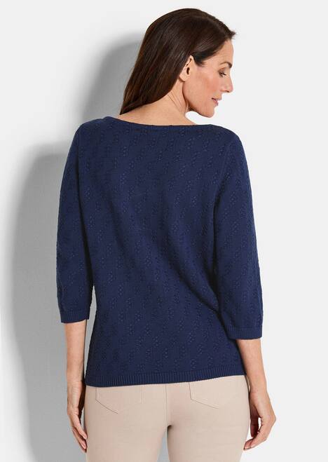 Halbarm Baumwollpullover mit Struktur