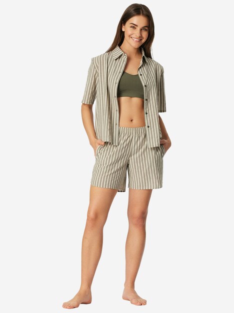 Schiesser Damen Pyjama Selected Premium oliv