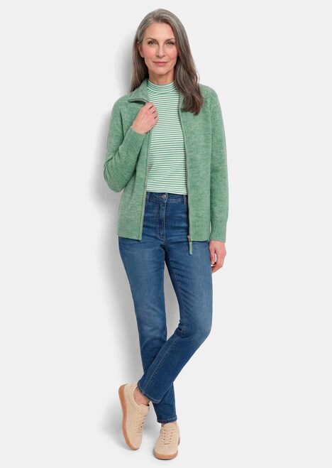 Melange-Cardigan mit Reißverschluss