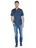 Herren Kurzarmhemd mit Jacquard-Musterung , Saphirblau