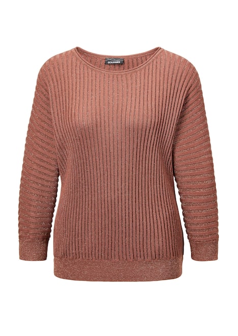 Rippenpullover mit Fledermausärmeln