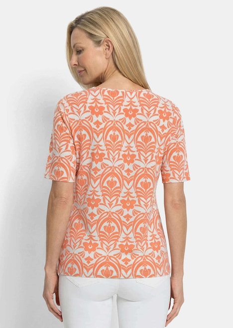 Viskoseshirt mit femininem Ornamentmuster