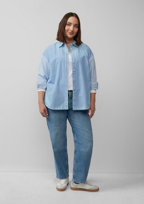 Popeline-Bluse im Relaxed Fit mit Streifenmix