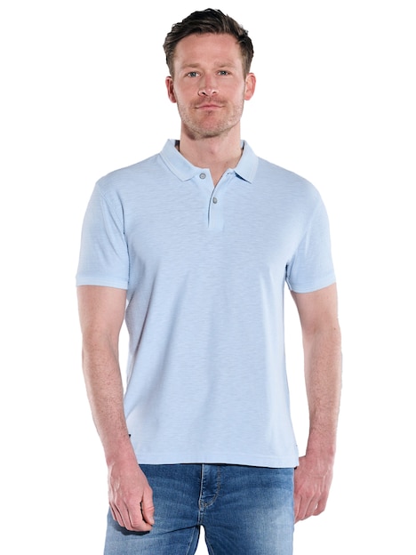 Herren Polo-Shirt meliert , Hellblau
