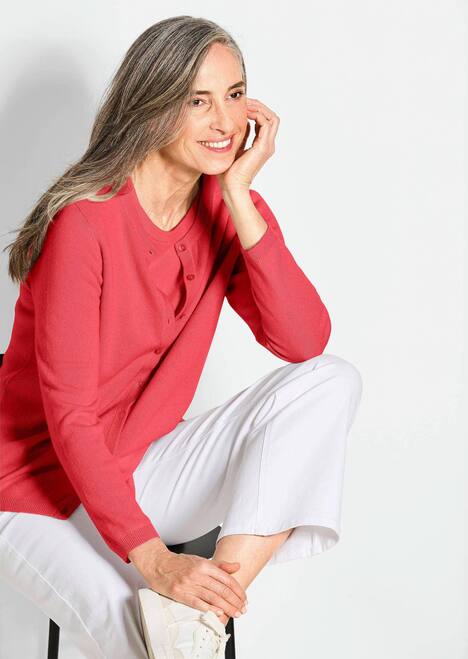 Kaschmirstrickjacke mit Rundhalsausschnitt