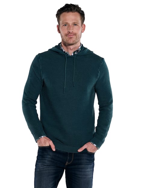 engbers Herren Pullover mit Kapuze , Petrolblau