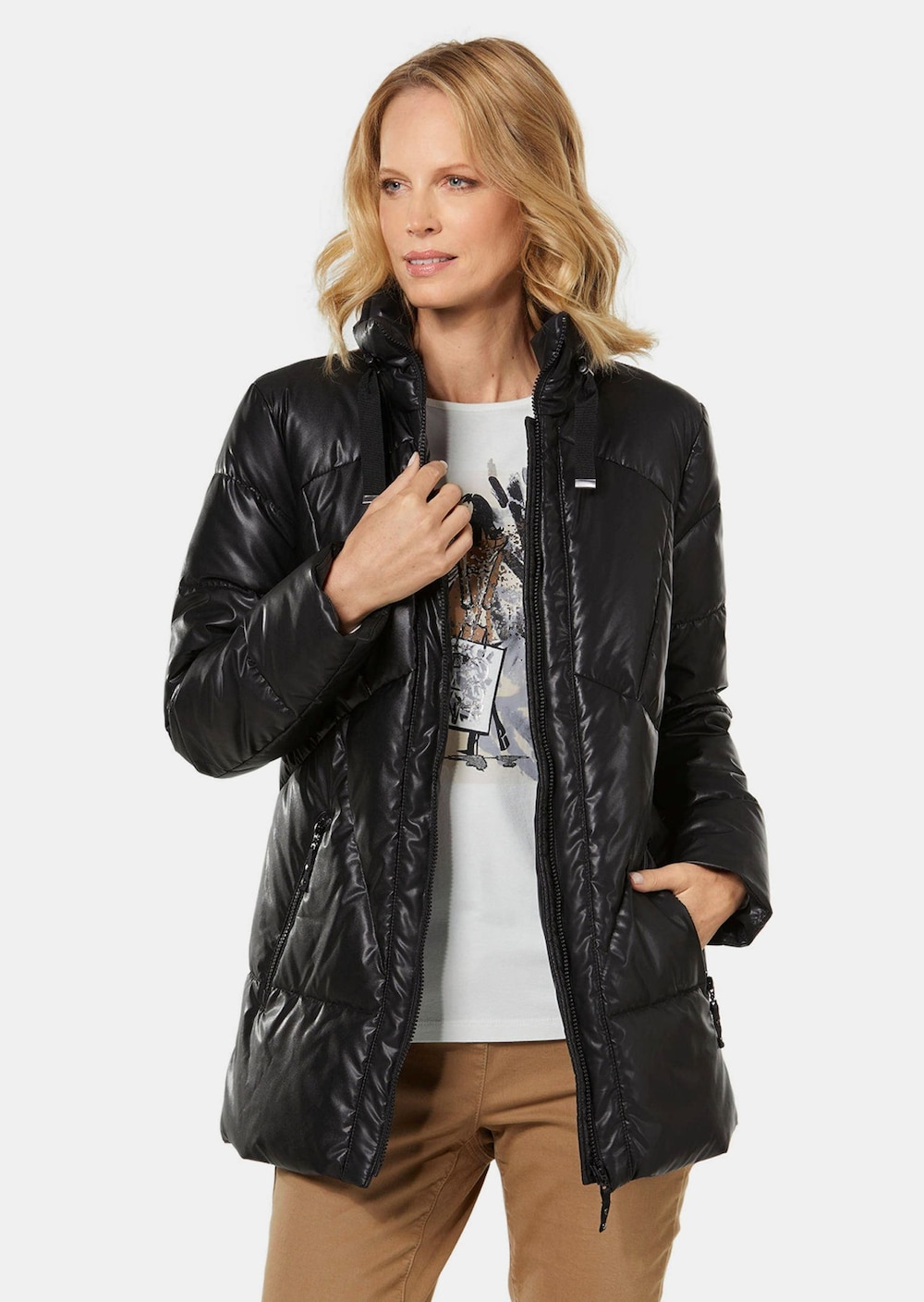 Steppjacke in Lederoptik