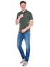 Herren Poloshirt mit durchgehender Knopfleiste , Khaki
