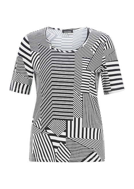 Viskoseshirt mit abstraktem Streifendruck
