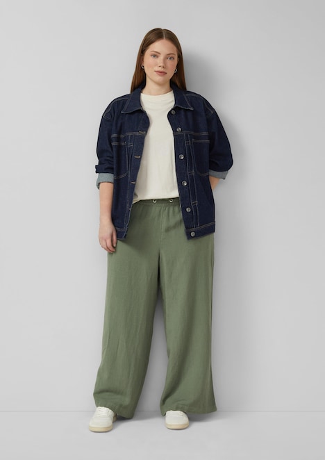 Leinenmix Hose mit weitem Bein