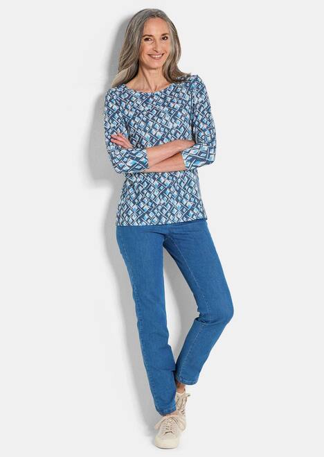 Halbarm Viskoseshirt im Allover-Design