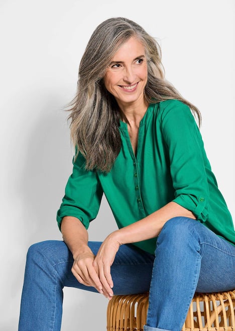 Elegante Viskosebluse mit V-Ausschnitt