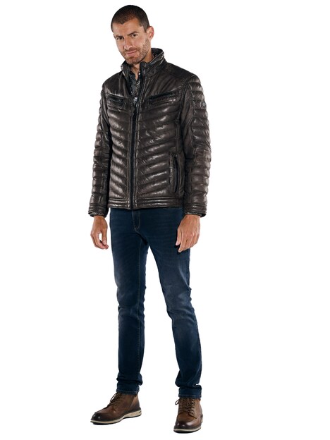 Herren Lederjacke regular , Dunkelbraun