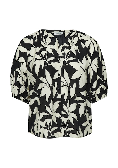 Strukturierte Bluse mit weitem Ärmel