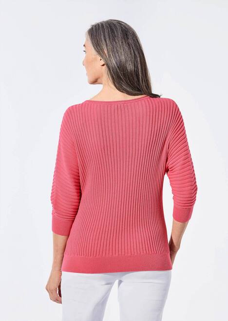 Baumwollmix mit Fledermausärmeln und Rippstruktur